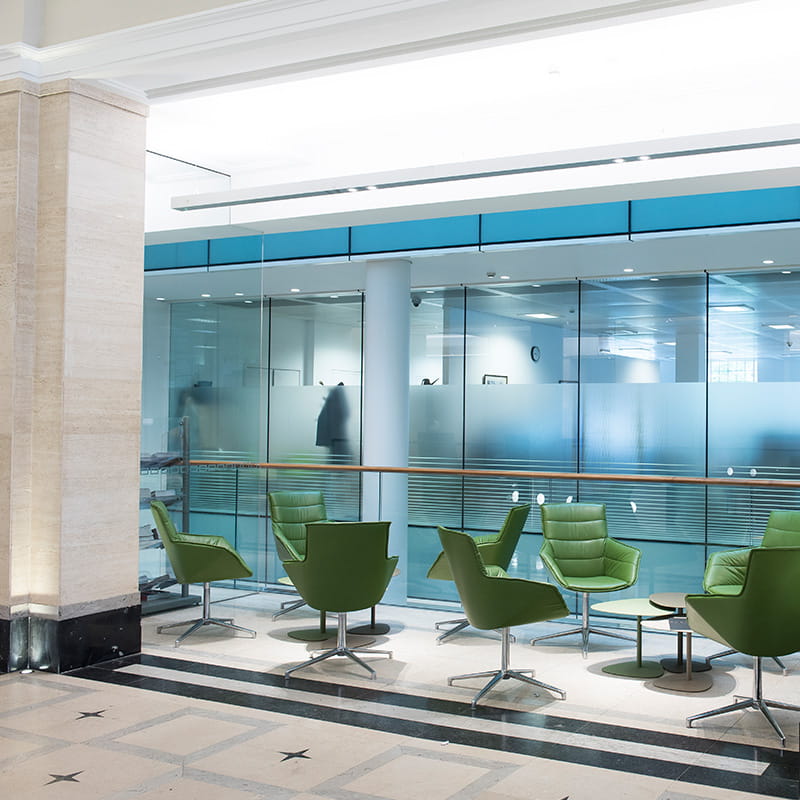 Seating area inside Baskerville House Office Space